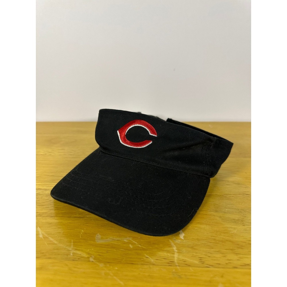 Black Visor Unisex Adjustable Strap Red White C Embroidered Logo Baseball Sport